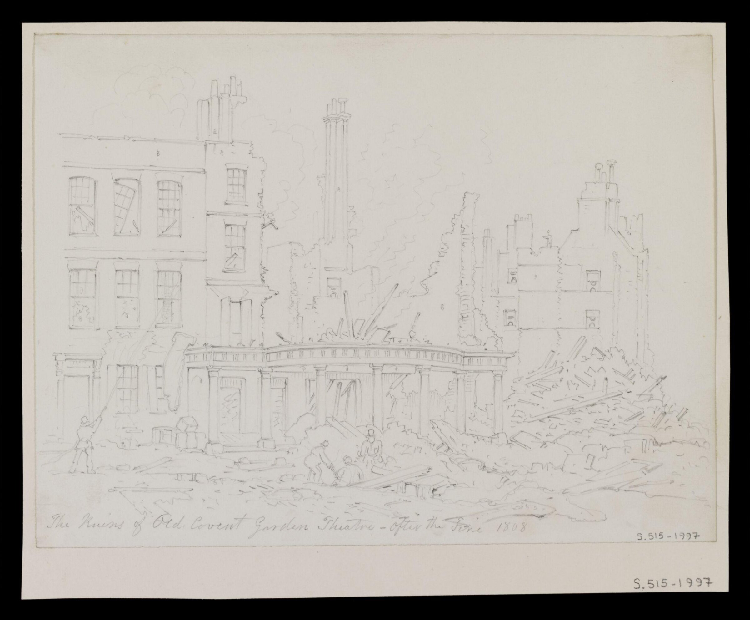 The Ruins of Old Covent Garden Theatre - after the Fire, 1808, William Capon, 1808