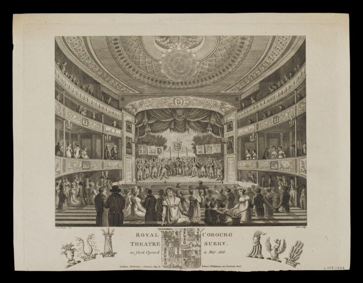 Royal Coburg Theatre Surry as first Opened 11 May, 1818 top image