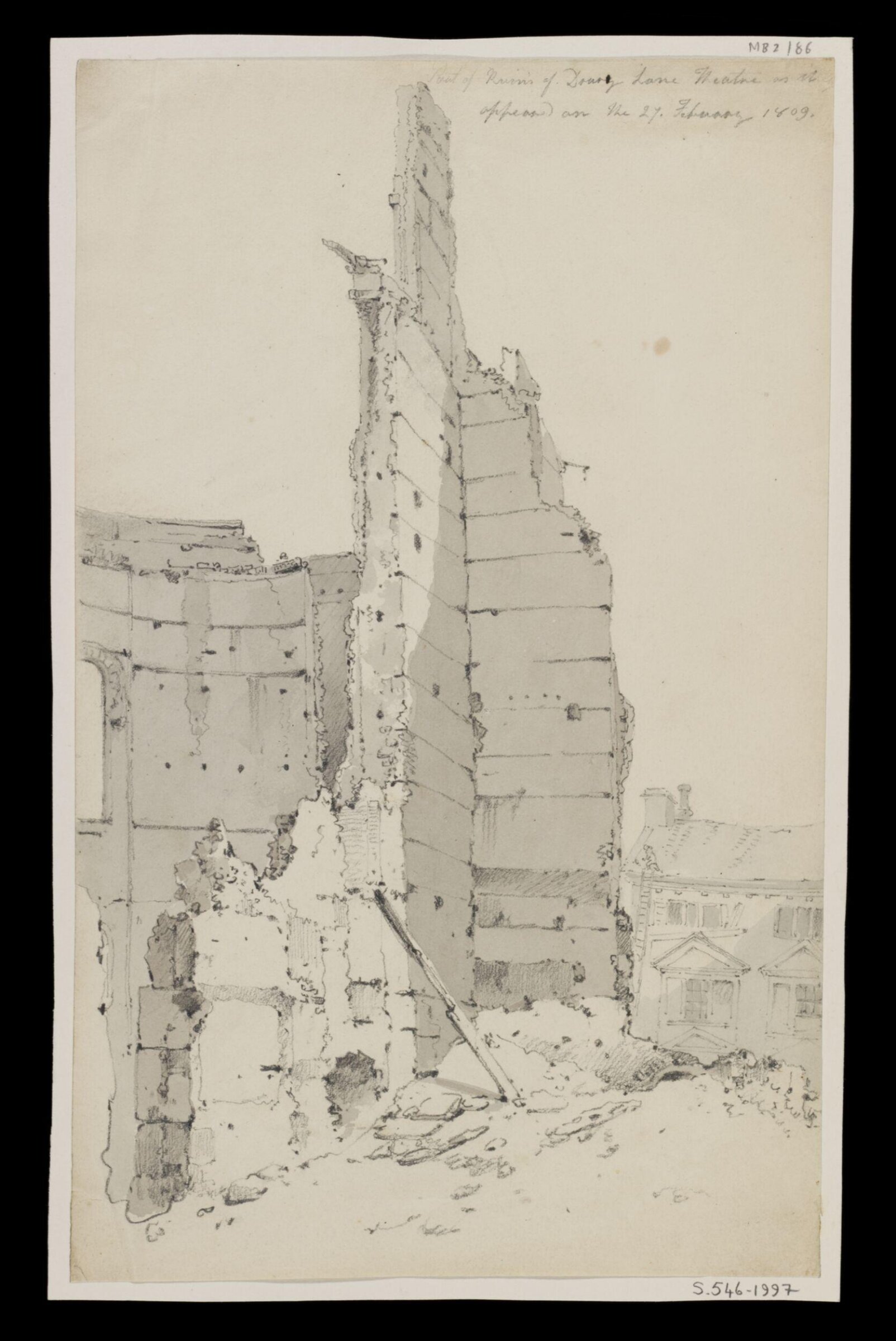 Ruins of Drury Lane Theatre as it appeared on the 27. February 1809, William Capon, ca. 1809