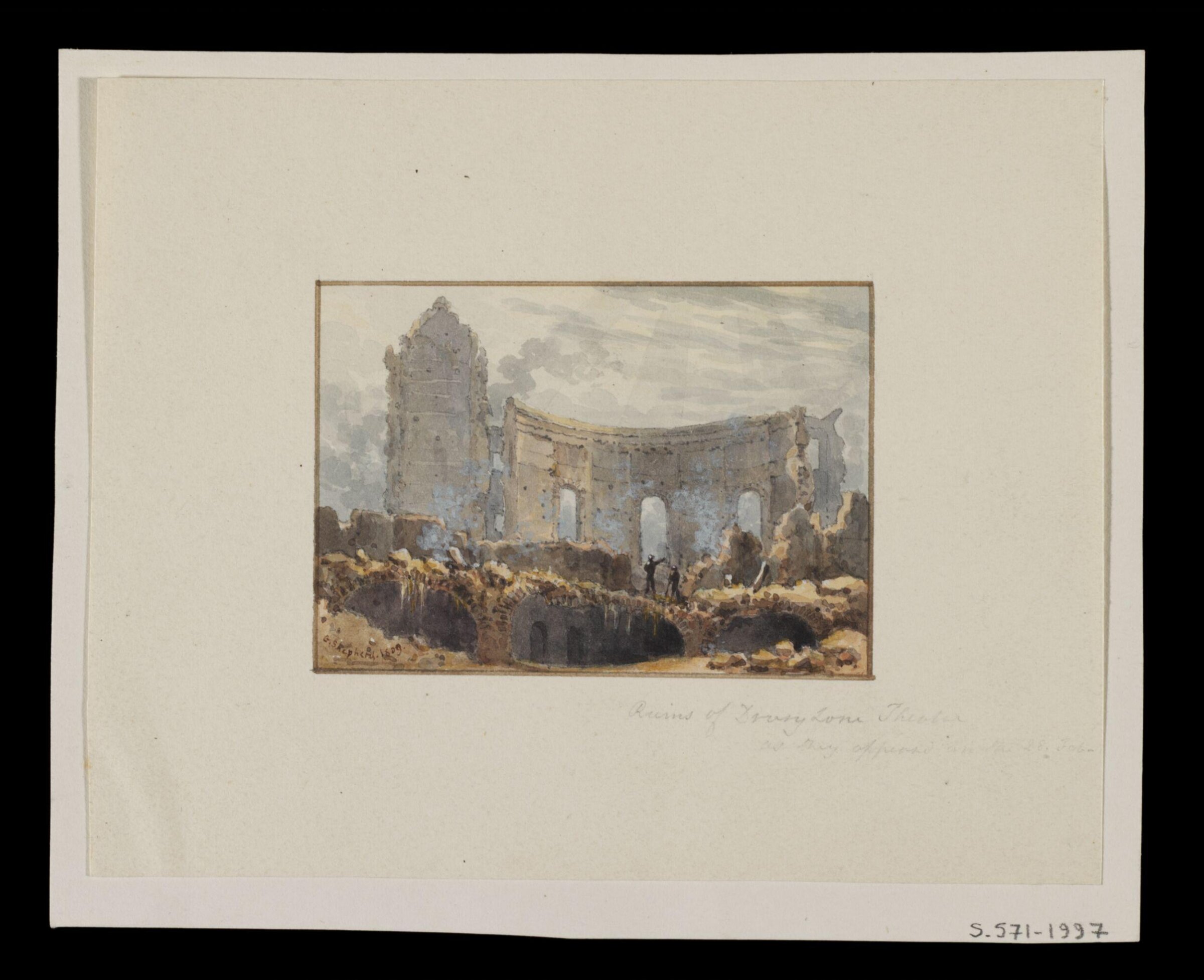 Ruins of Drury Lane Theatre, George Shepherd, ca. 1809