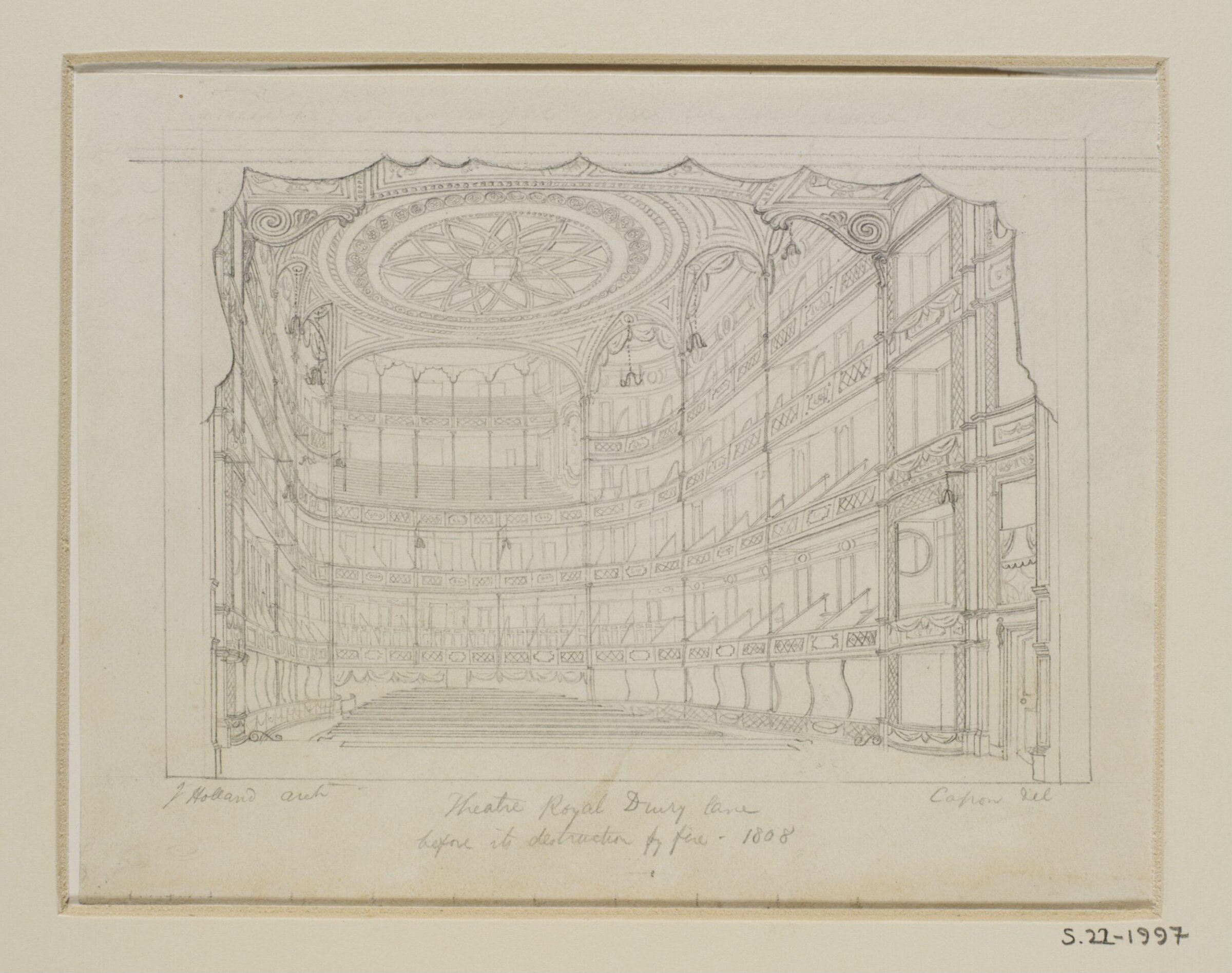 Theatre Royal Drury Lane before its destruction by fire - 1808, William Capon, 1808