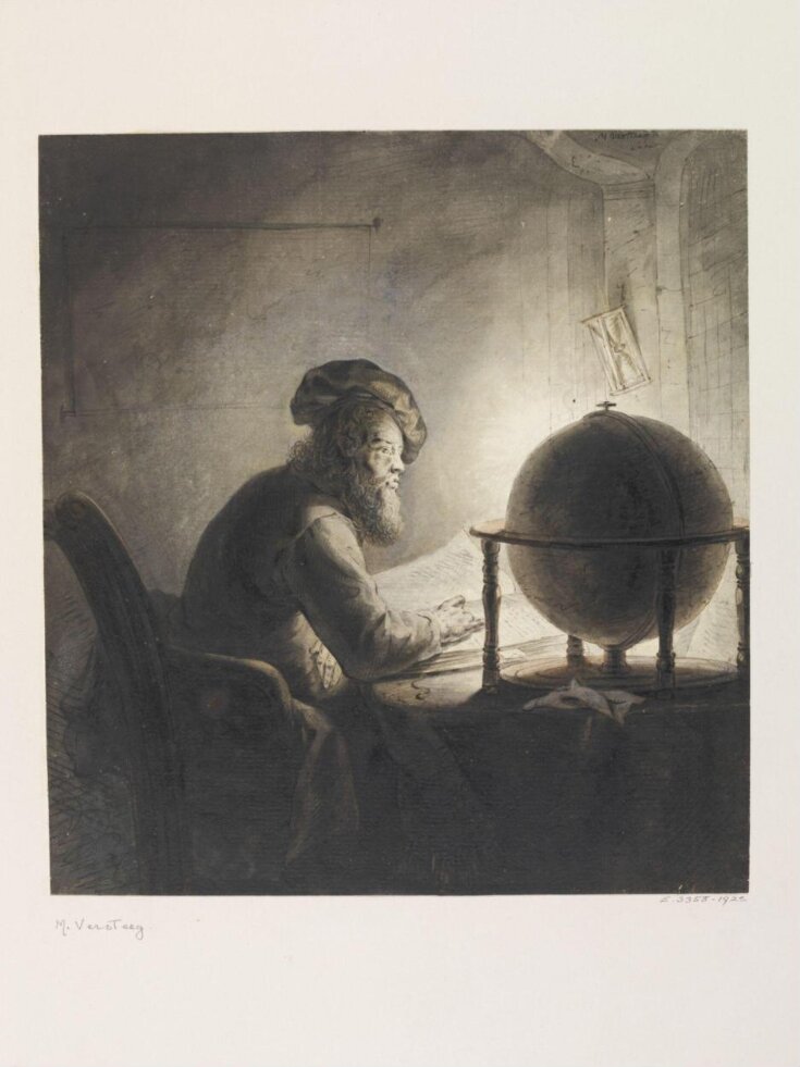 A philosopher or astronomer in his study by candlelight top image