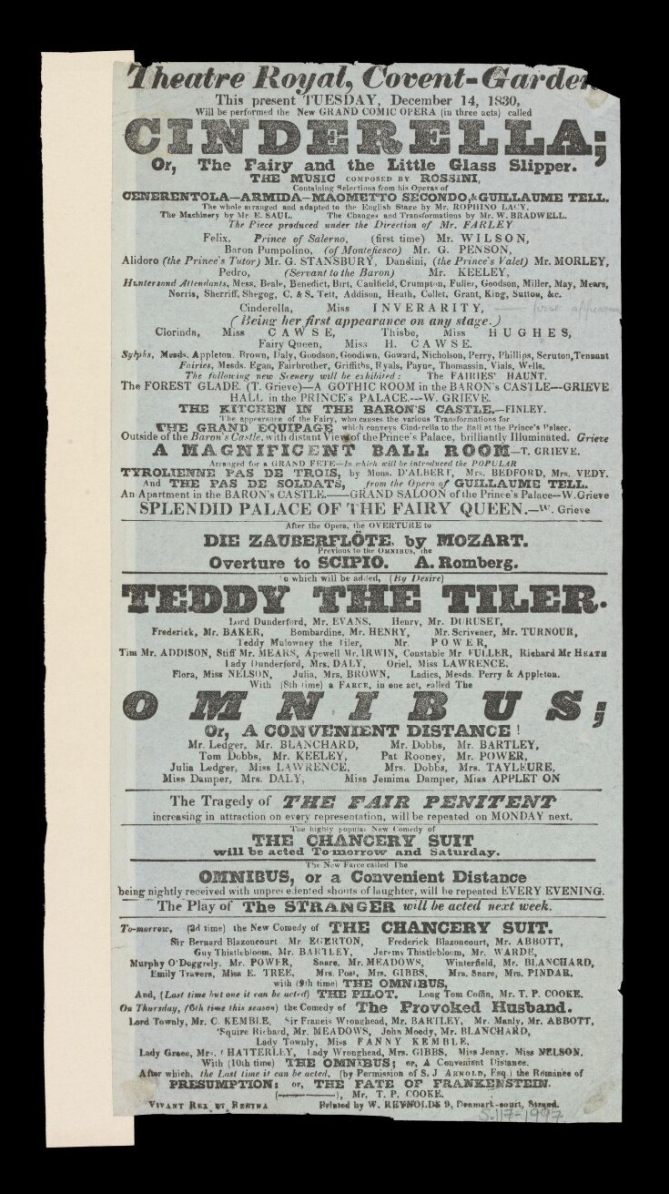 Covent Garden Theatre playbill top image