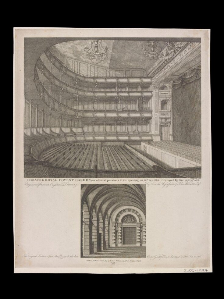 Theatre Royal Covent Garden, as altered previous to the opening on 15th Sep. 1794. Destroyed by Fire Sepr. 20th 1808. top image