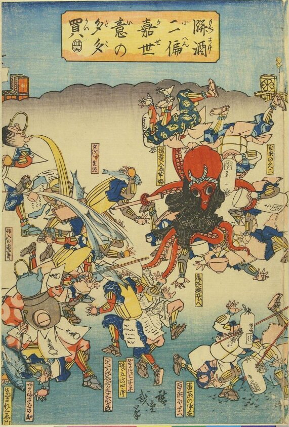 Woodblock print (1843-1847) by Kaigetsudō Ando