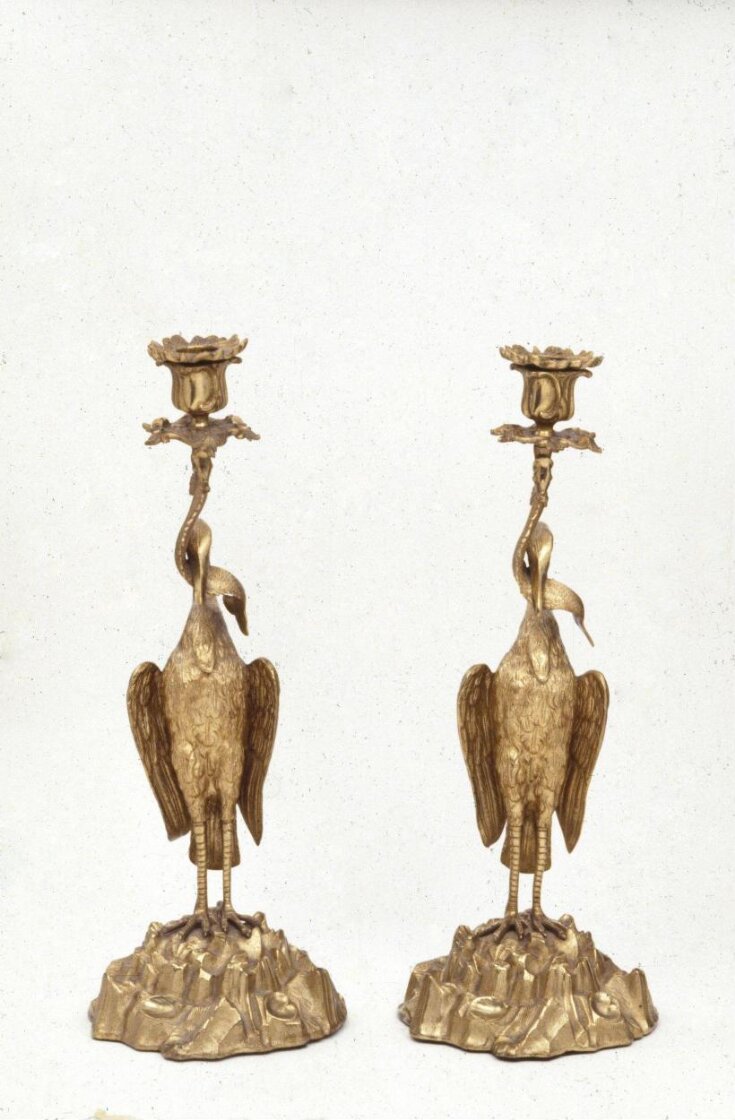 Candlesticks in the form of Herons holding Fish top image