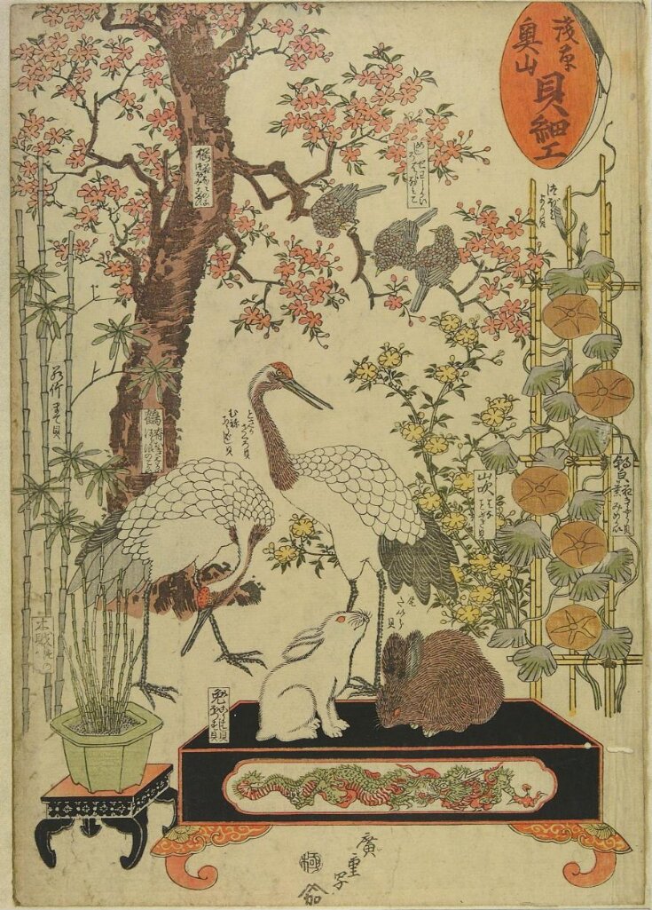 Cranes, Rabbits, Morning Glory, Bamboo and Blossom top image