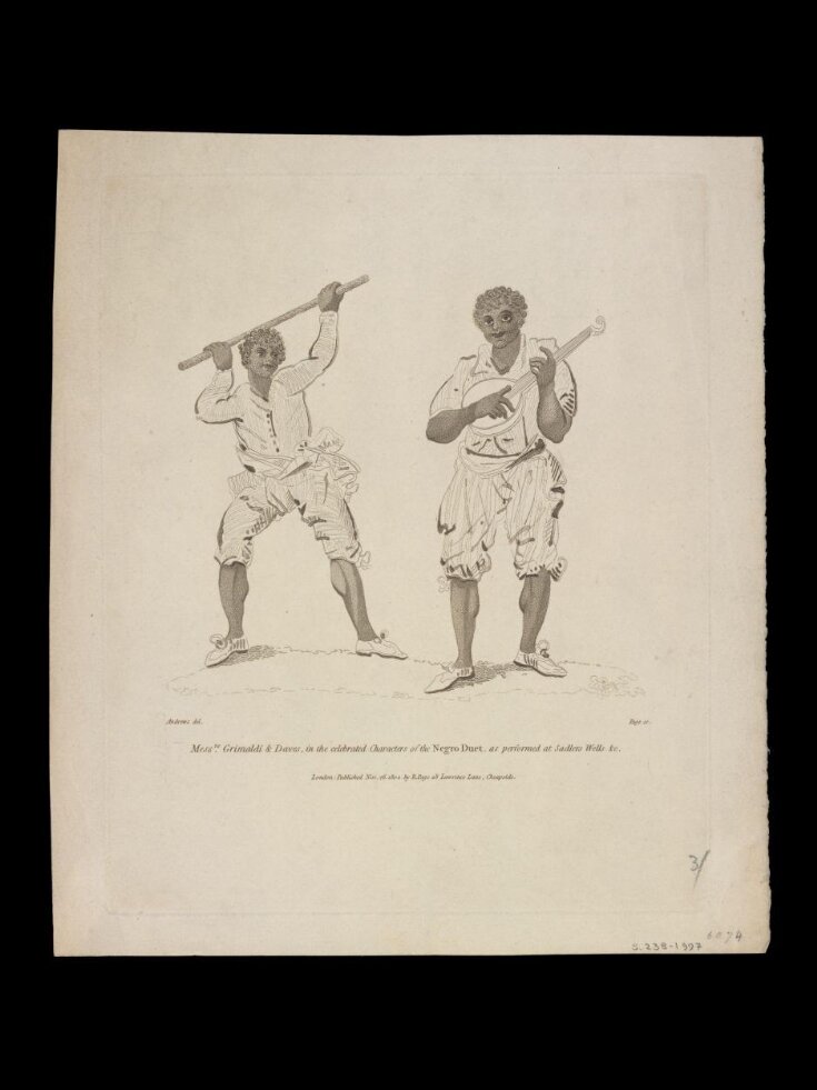 Messrs. Grimaldi and Daves, in the celebrated Characters of the Negro Duet, as performed at Sadlers Wells, etc. top image