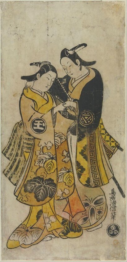 Actors Ogino Isaburō I and Sodezaki Iseno as young lovers (c. 1725) by Torii Kiyonobu II