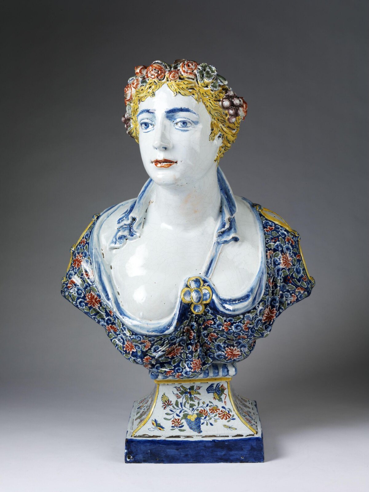 Bust, Rouen pottery factory, 19th century