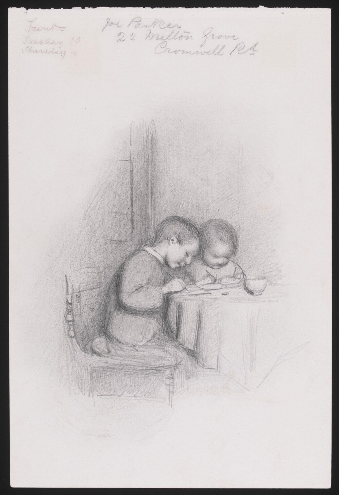Two children seated at a table, Joseph Clark, late 19th century-first quarter of 20th century