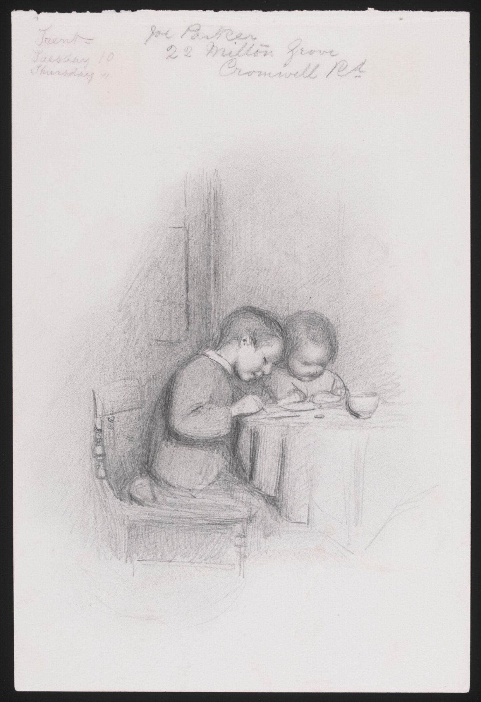 Two children seated at a table, Joseph Clark, late 19th century-first quarter of 20th century