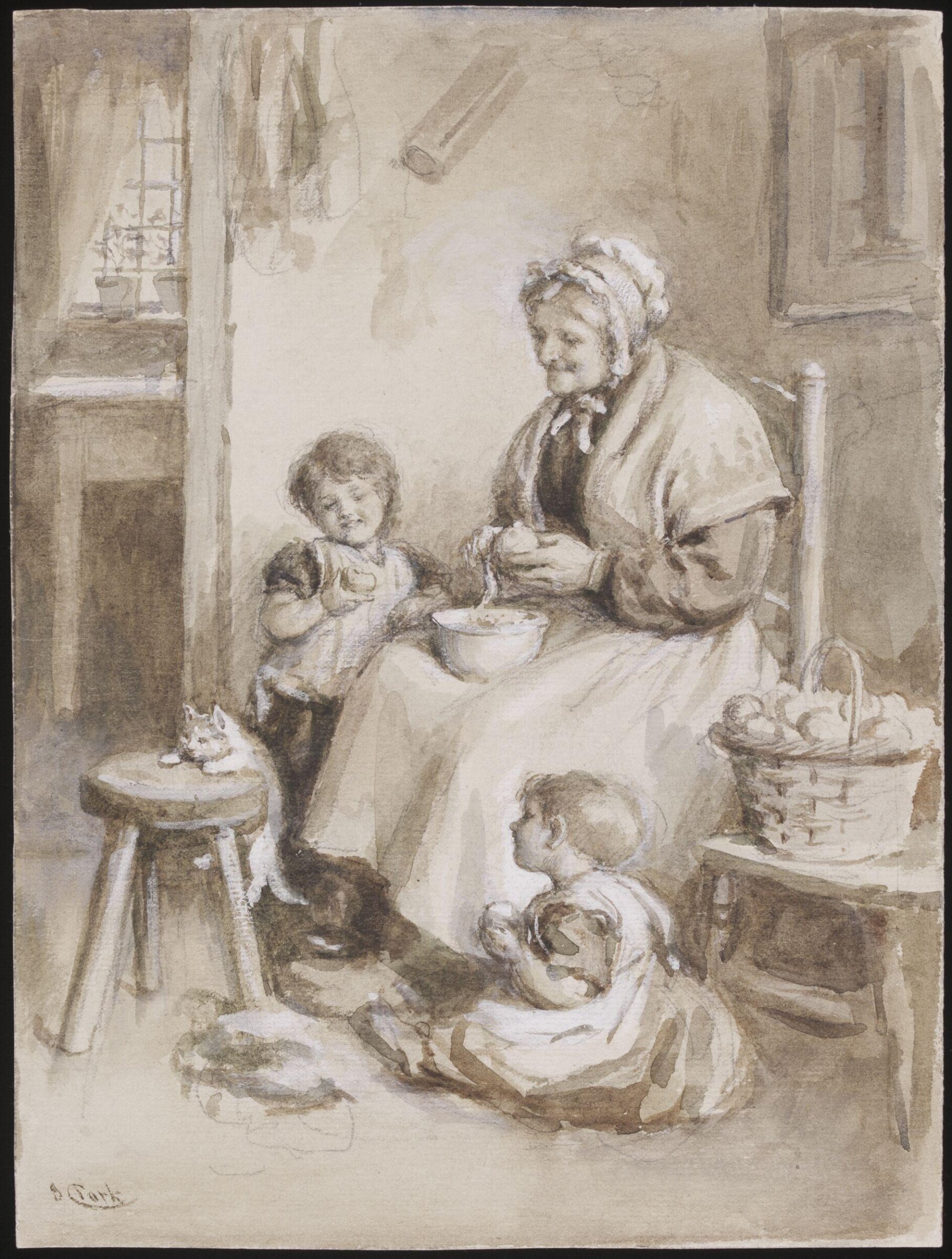 Sketch for the oil painting 'Vaulting Ambitions', Joseph Clark, late 19th century