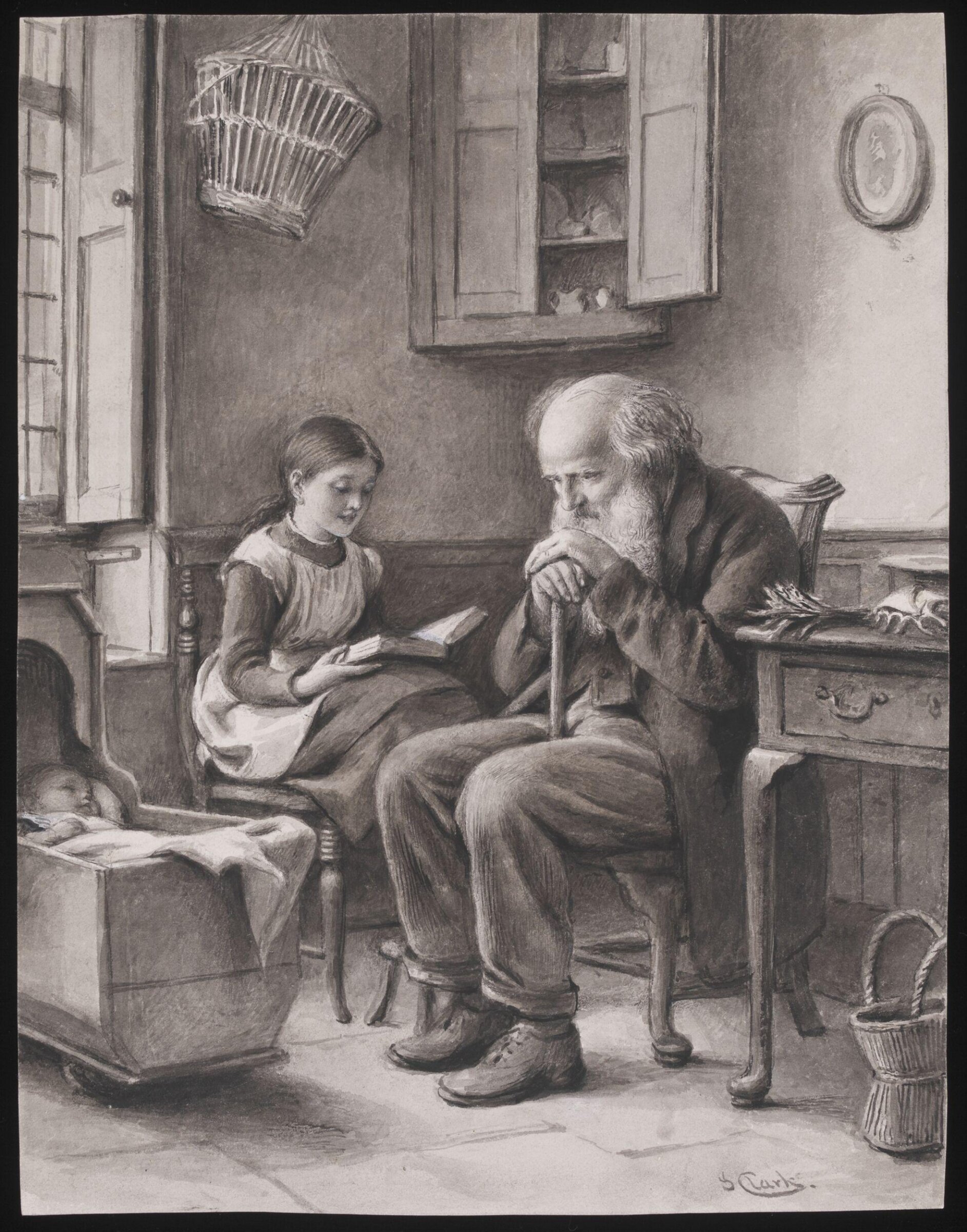 Sketch for oil painting 'The Word of Life', Joseph Clark, 1881