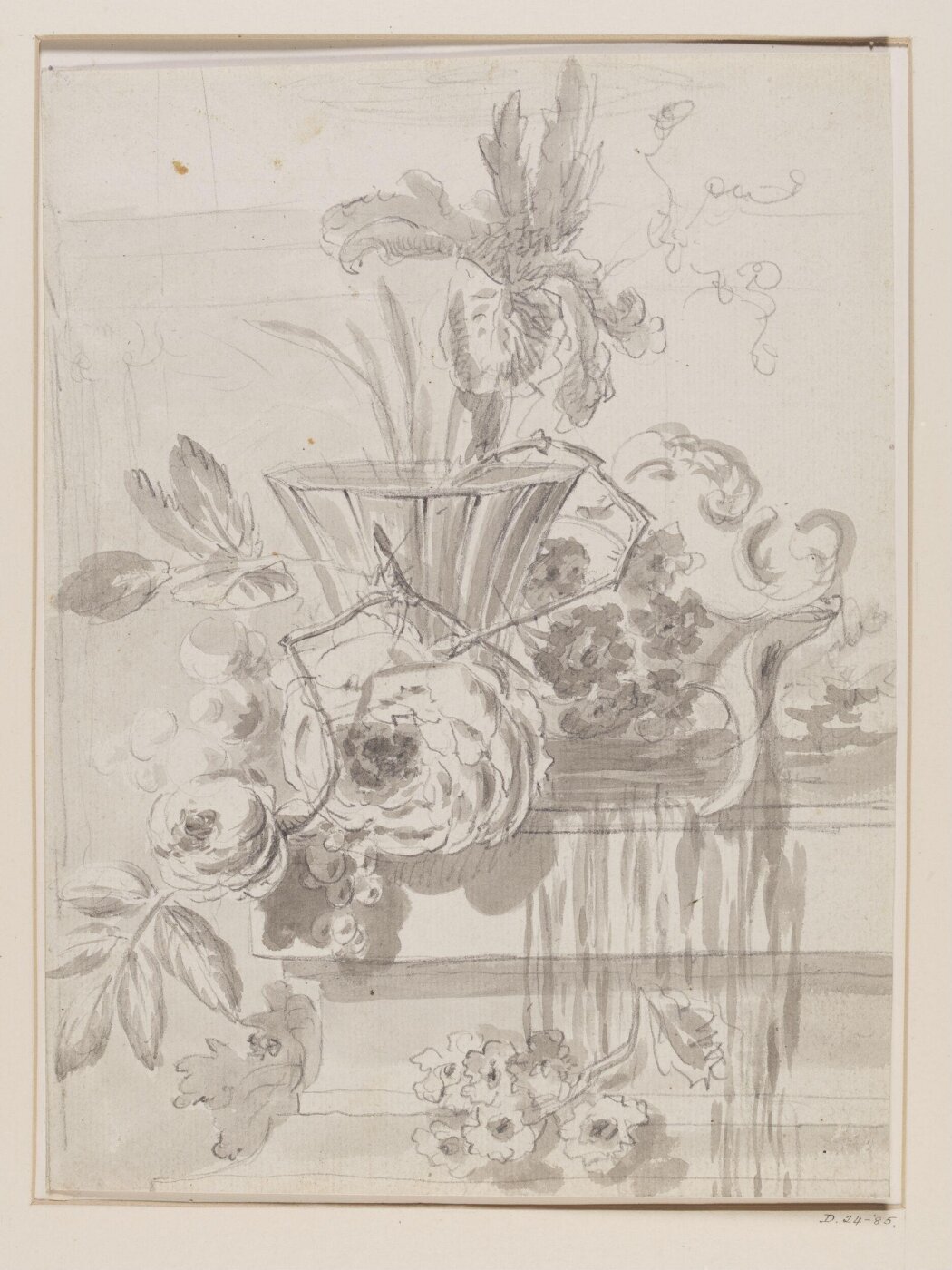 Unknown, Floral Arrangement with Glass Vase