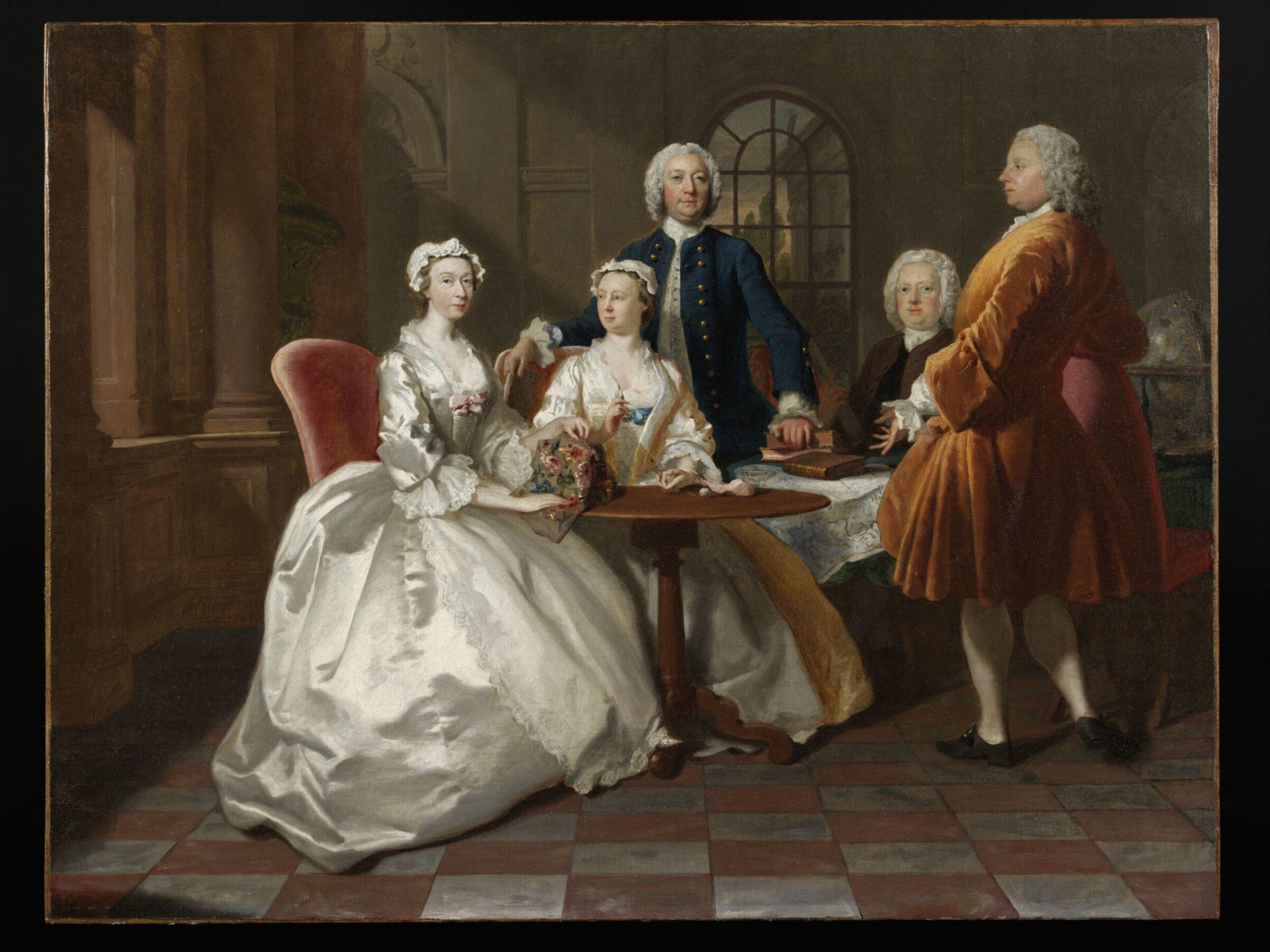 A portrait of the Vigor Family: Jane Vigor, Joseph Vigor, Ann Vigor, William Vigor and probably John Penn, Joseph Highmore, 1744