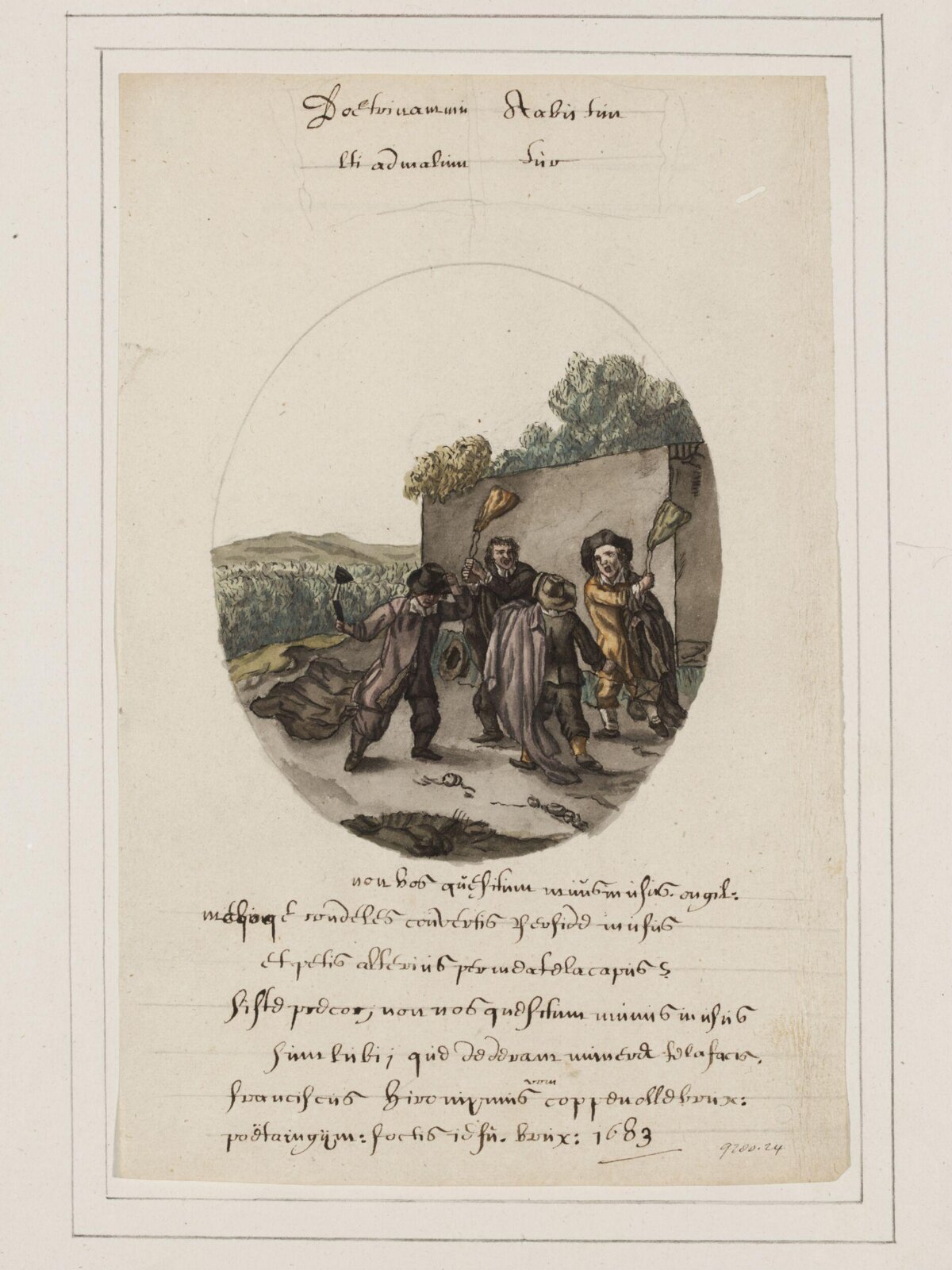 A Scene with Three Men Beating a Fourth, Joannes Carolus van Deijnum, 1683