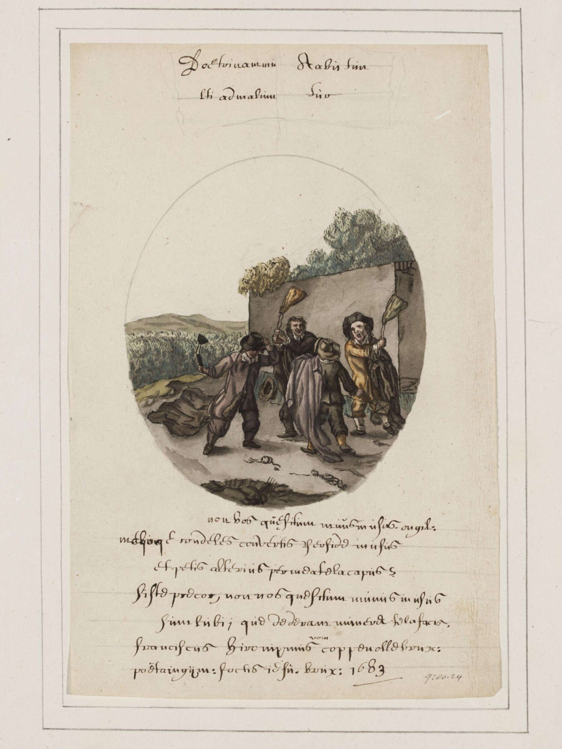A Scene with Three Men Beating a Fourth, Joannes Carolus van Deijnum, 1683