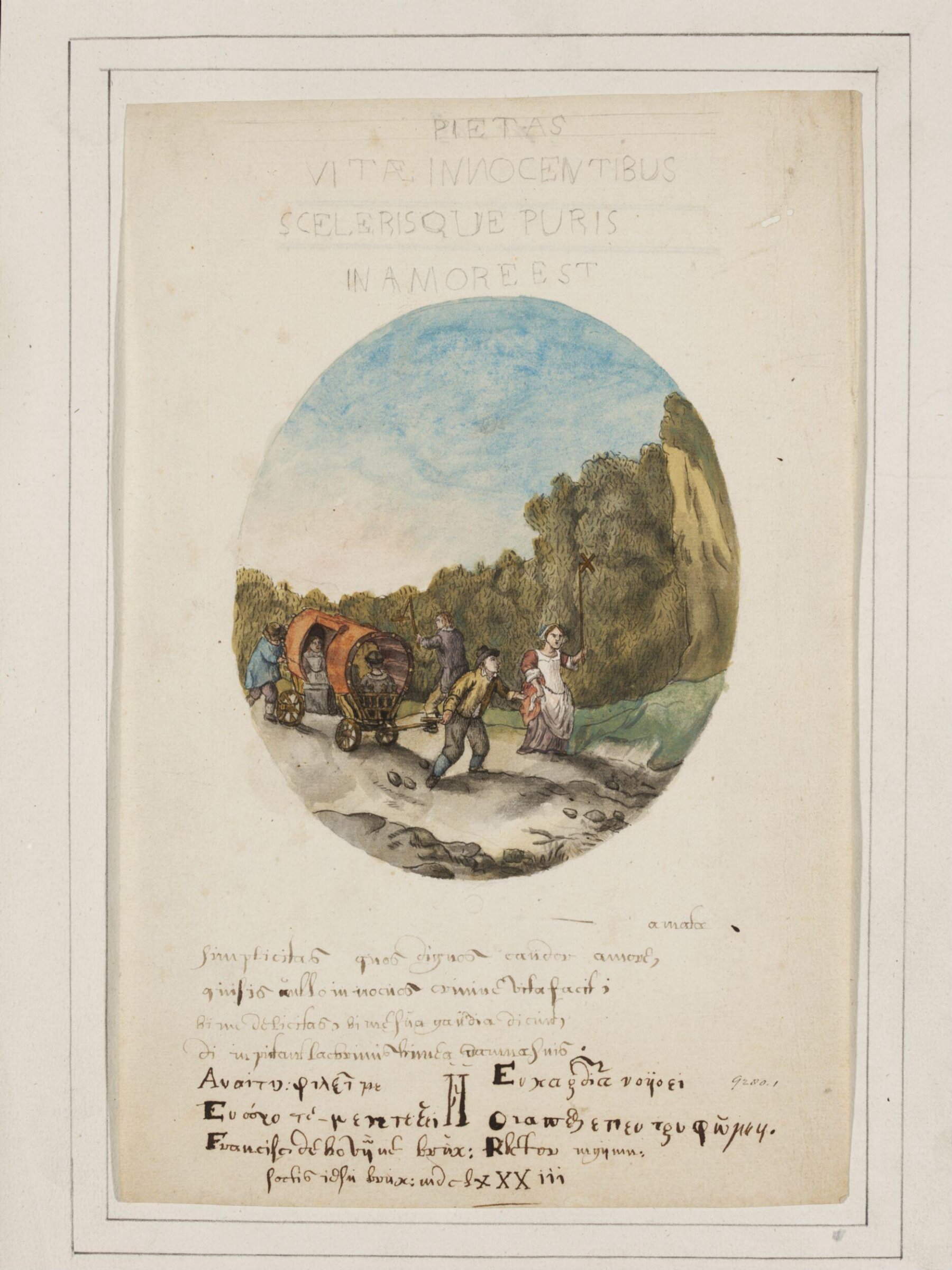 A Covered Wagon on a Country Road, Joannes Carolus van Deijnum, 1683