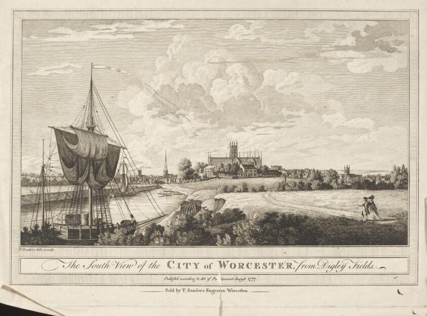 The South View of the City of Worcester from Digley Fields (August 1777) by Thomas Sanders