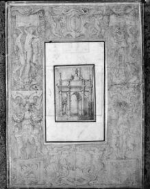 A rectangular border decorated with scrolls, cartouches, and human figures thumbnail 1