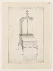 A design for a rococo desk and bookcase which appeared as plate no.111 in The Gentleman and Cabinet-Maker's Director (1762 ed.), Thomas Chippendale thumbnail 1
