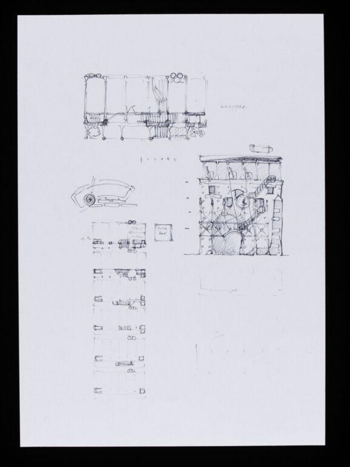 Designs for The Wall, Tokyo. Plan, elevation and section., Nigel Coates, 1989