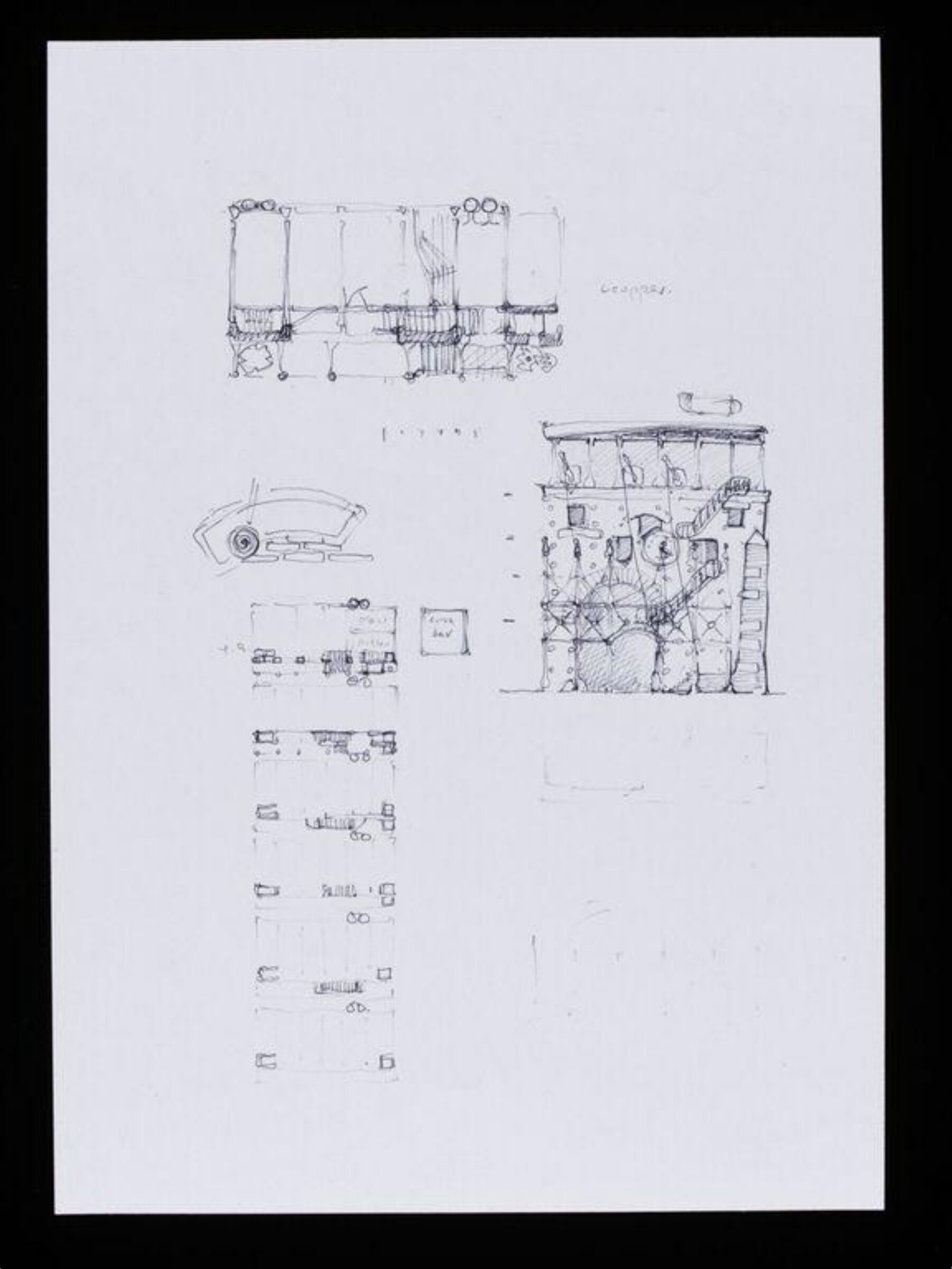 Designs for The Wall, Tokyo. Plan, elevation and section., Nigel Coates, 1989