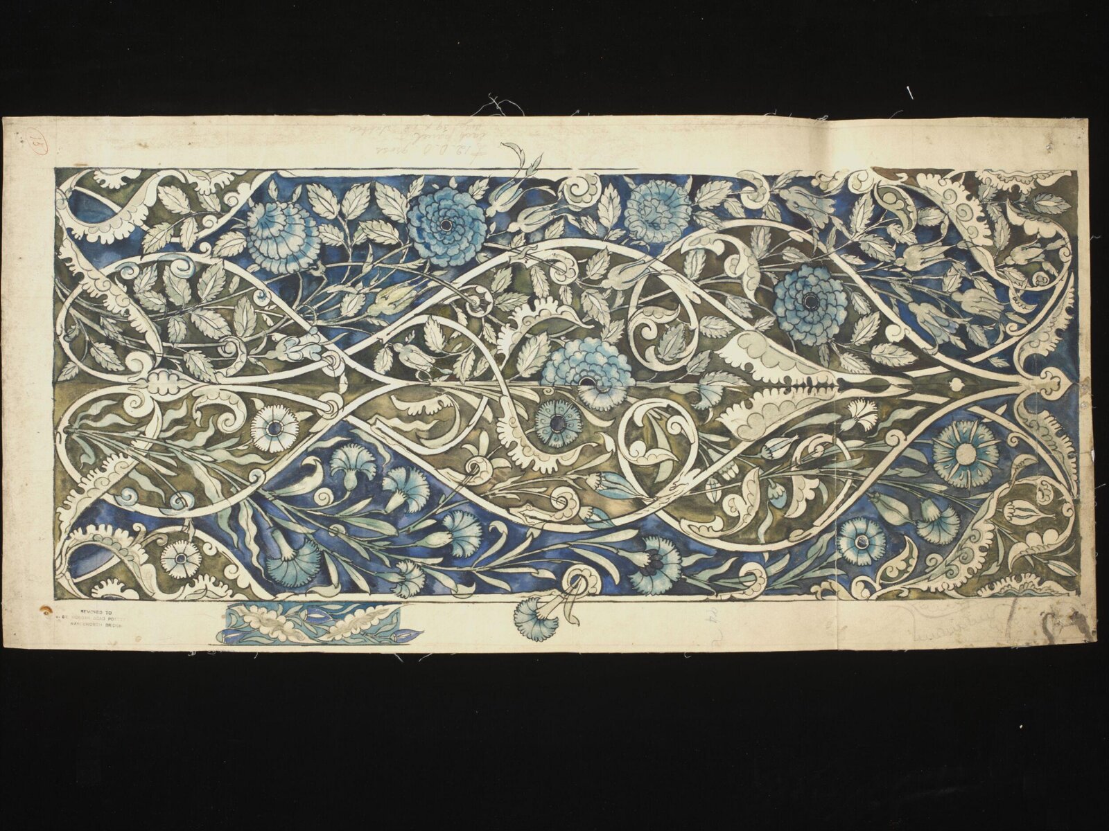 Design, probably for a tile panel. Persian foliage pattern., William de Morgan, 1839 - 1917