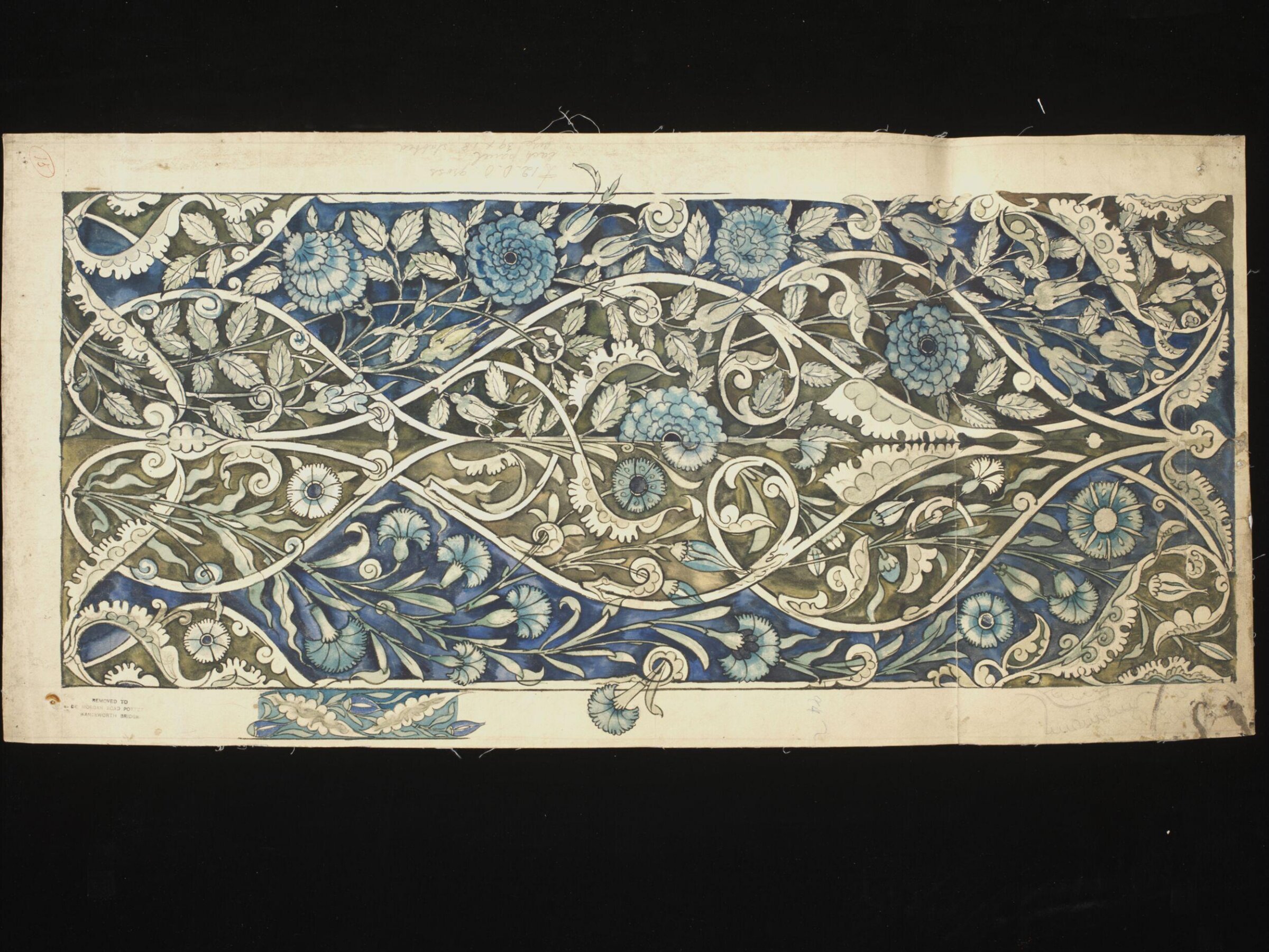 Design, probably for a tile panel. Persian foliage pattern., William de Morgan, 1839 - 1917