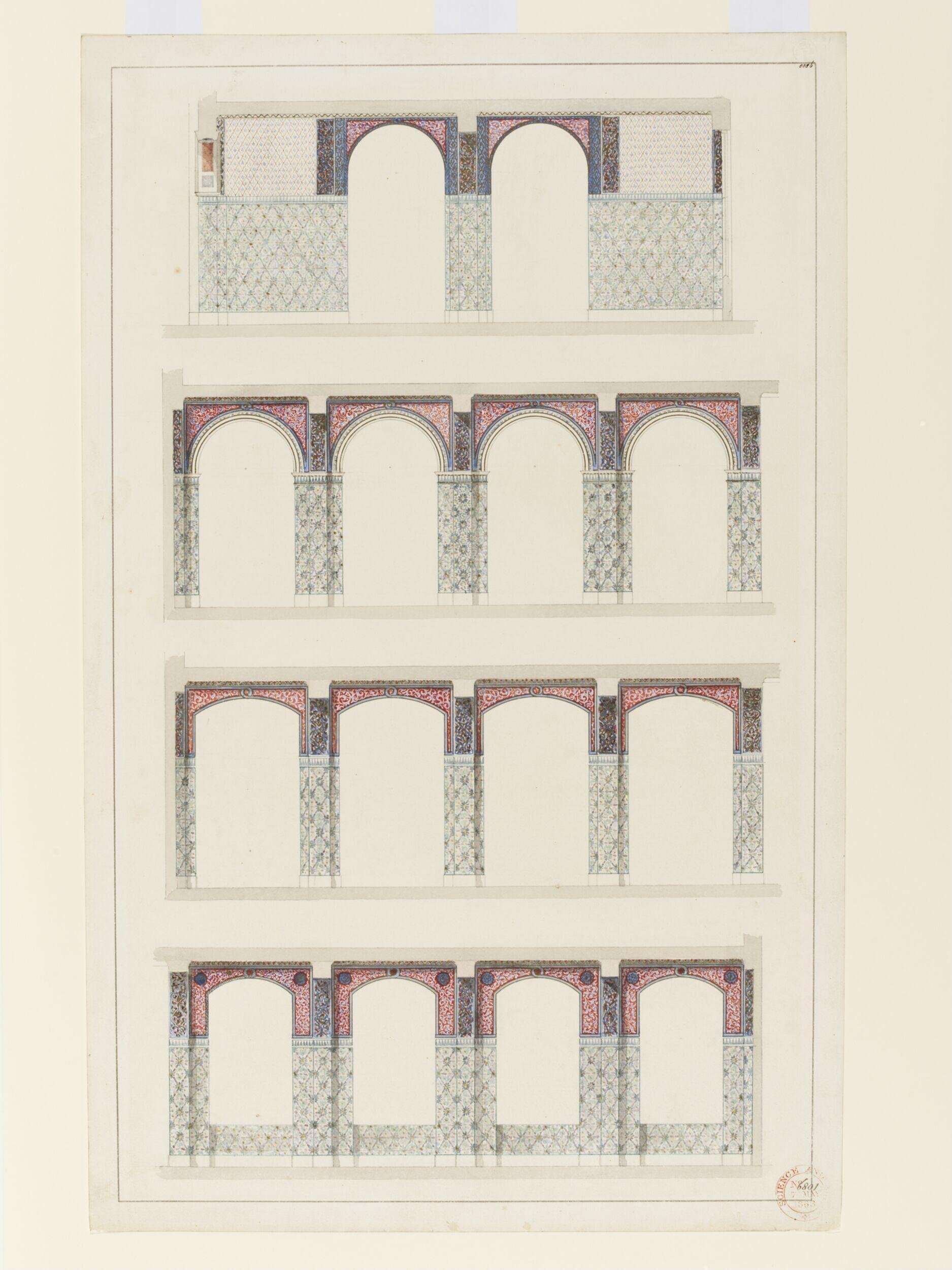 Decoration of the Oriental Court (now galleries 34 to 36) at the V&A