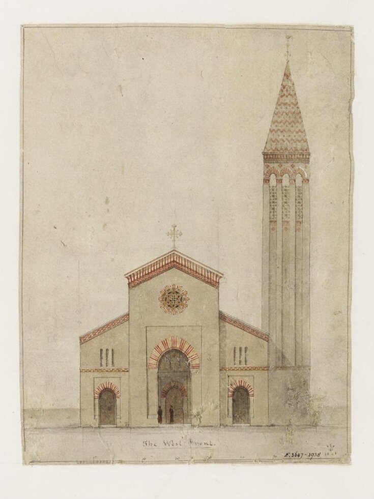 Scale drawing of the west front of Christ Church, Streatham. top image