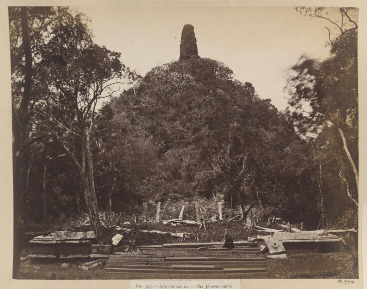 Anuradhapura- The Jétawanáráma Dágoba. View from the west showing ruins of a structure newly discovered. top image