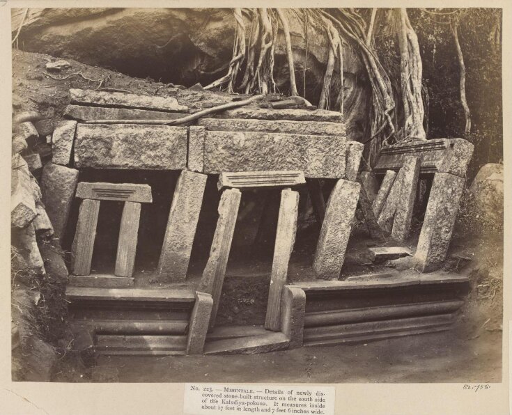 Mihintale- Details of newly discovered stone-built structure on the south side of the Kaludiya pokuna. It measure inside about 17 feet in length and 7 feet 6 inches wide. top image