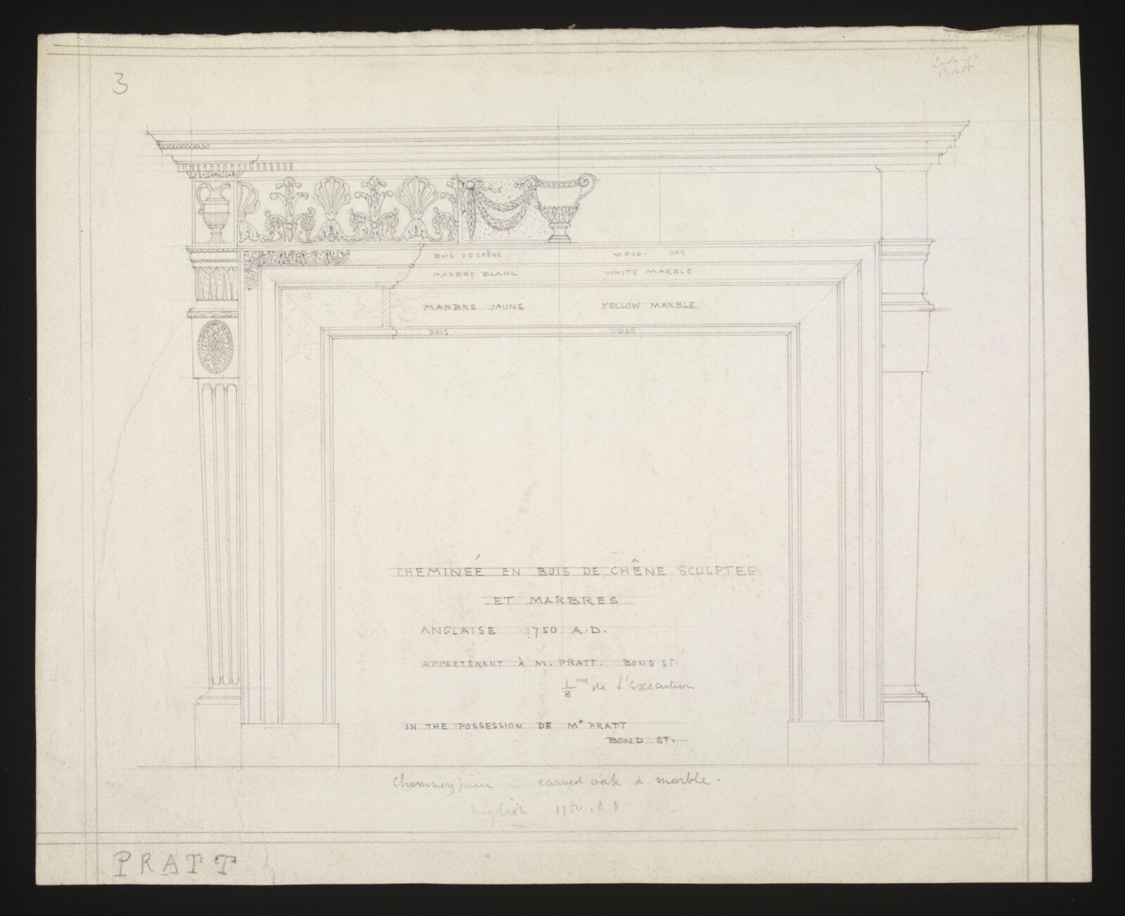 Drawing, Richard Phené Spiers, 1750