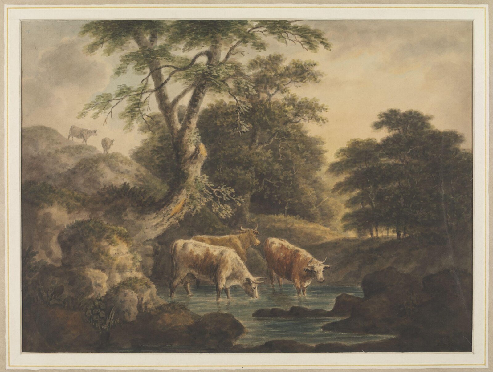 Landscape with cattle drinking, Edith Palmer, 1820