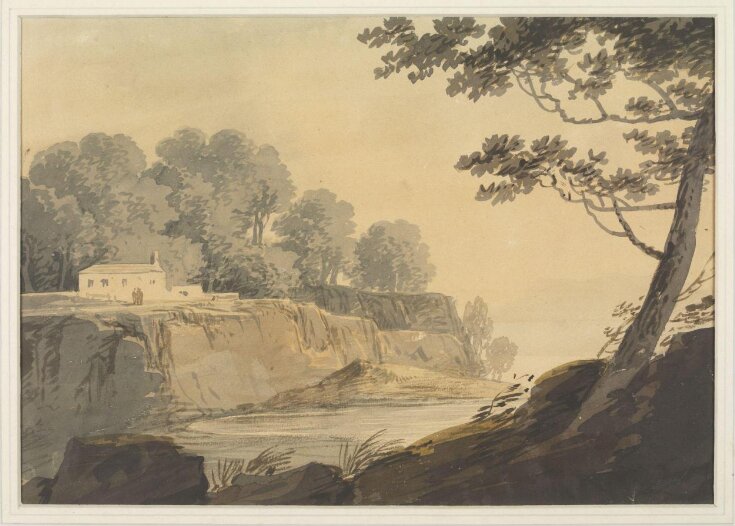 River scene with cottage and trees top image