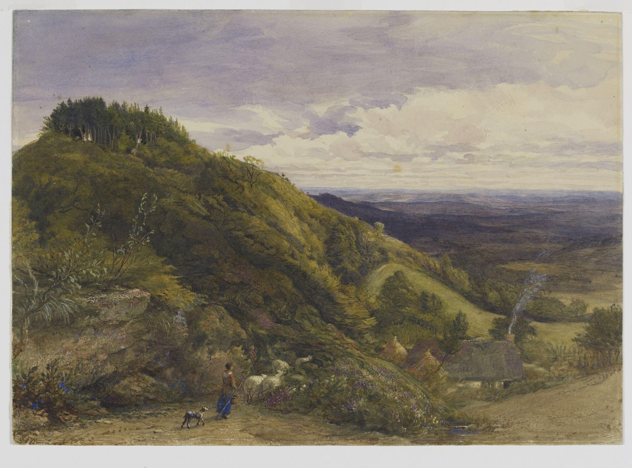 Landscape with a woman driving sheep, Samuel Palmer, 19th century