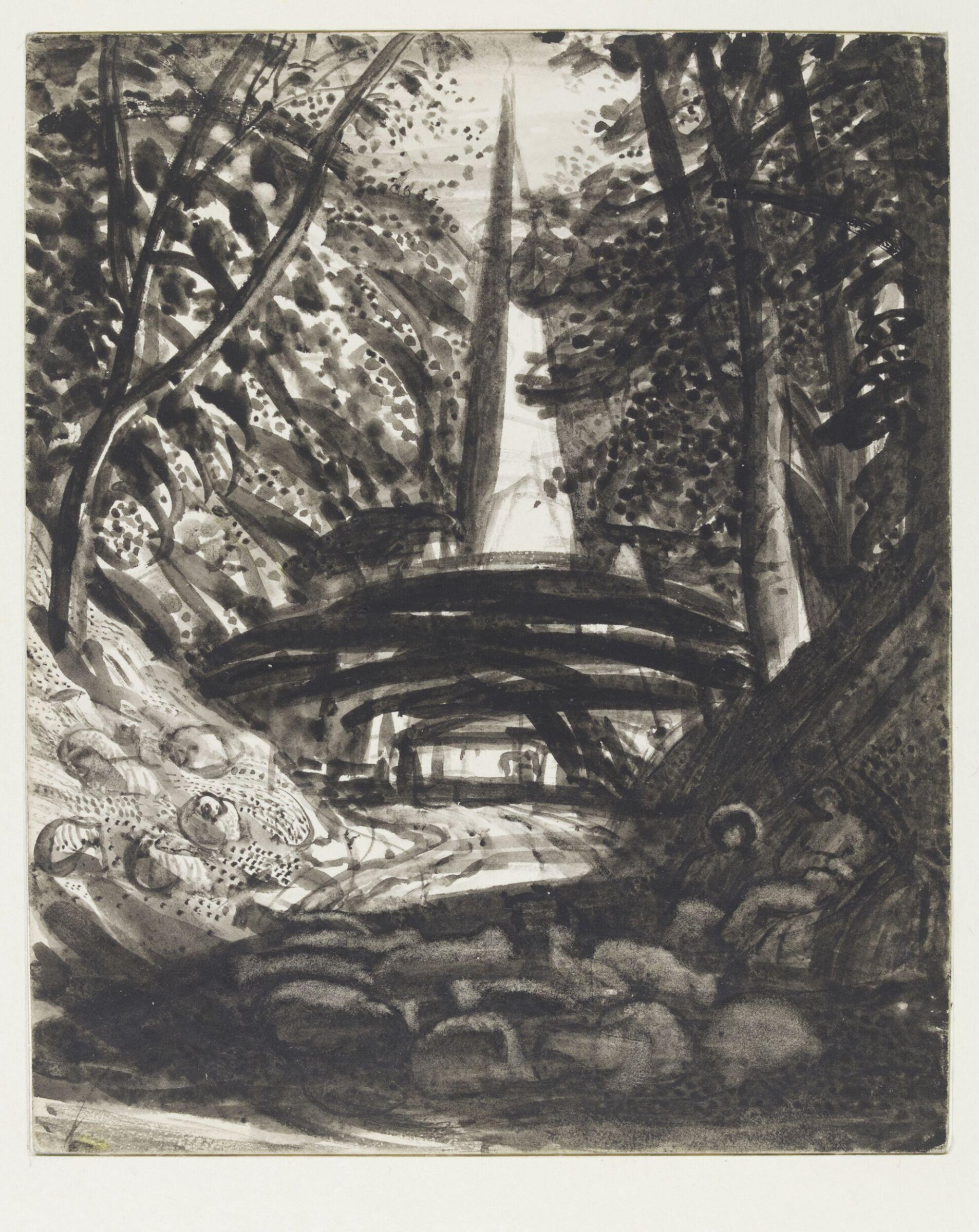 A country road leading towards a church, Samuel Palmer, ca.1828