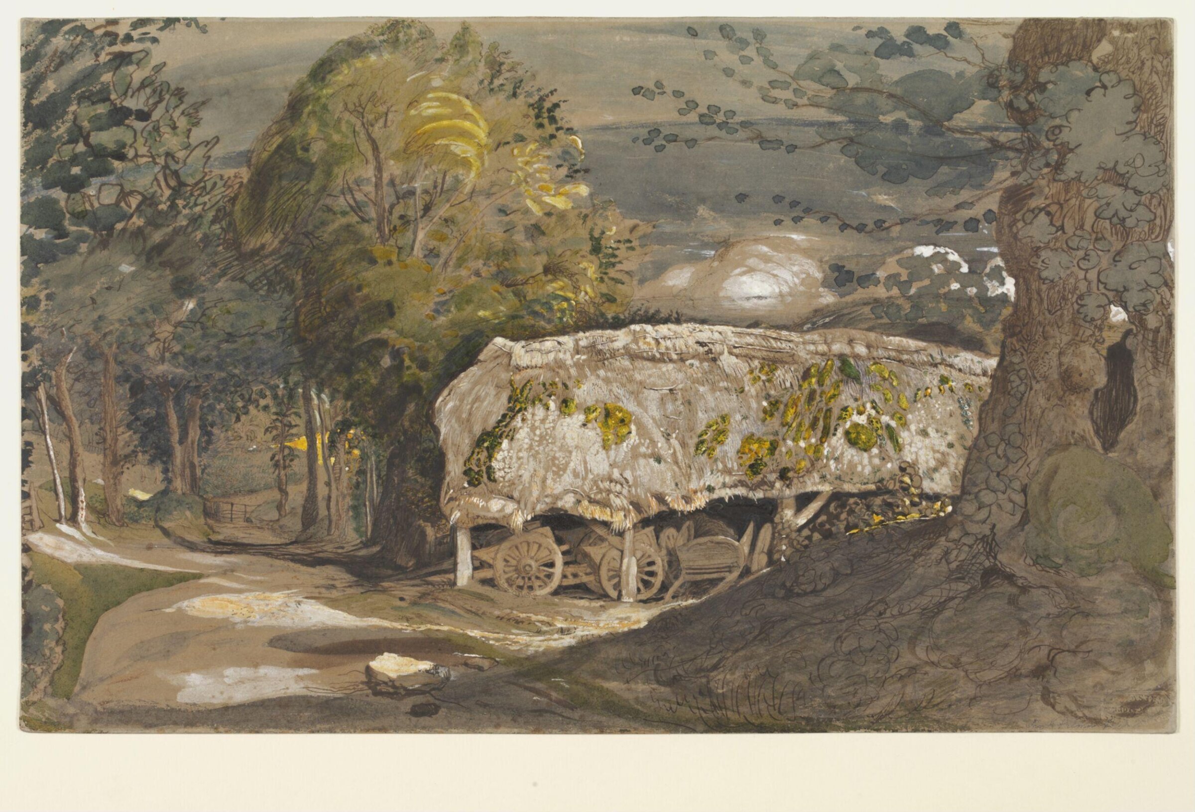 Landscape with a Barn, Shoreham, Kent, Samuel Palmer, c. 1828