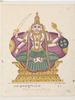 Shiva holding a sword, mace and shield.