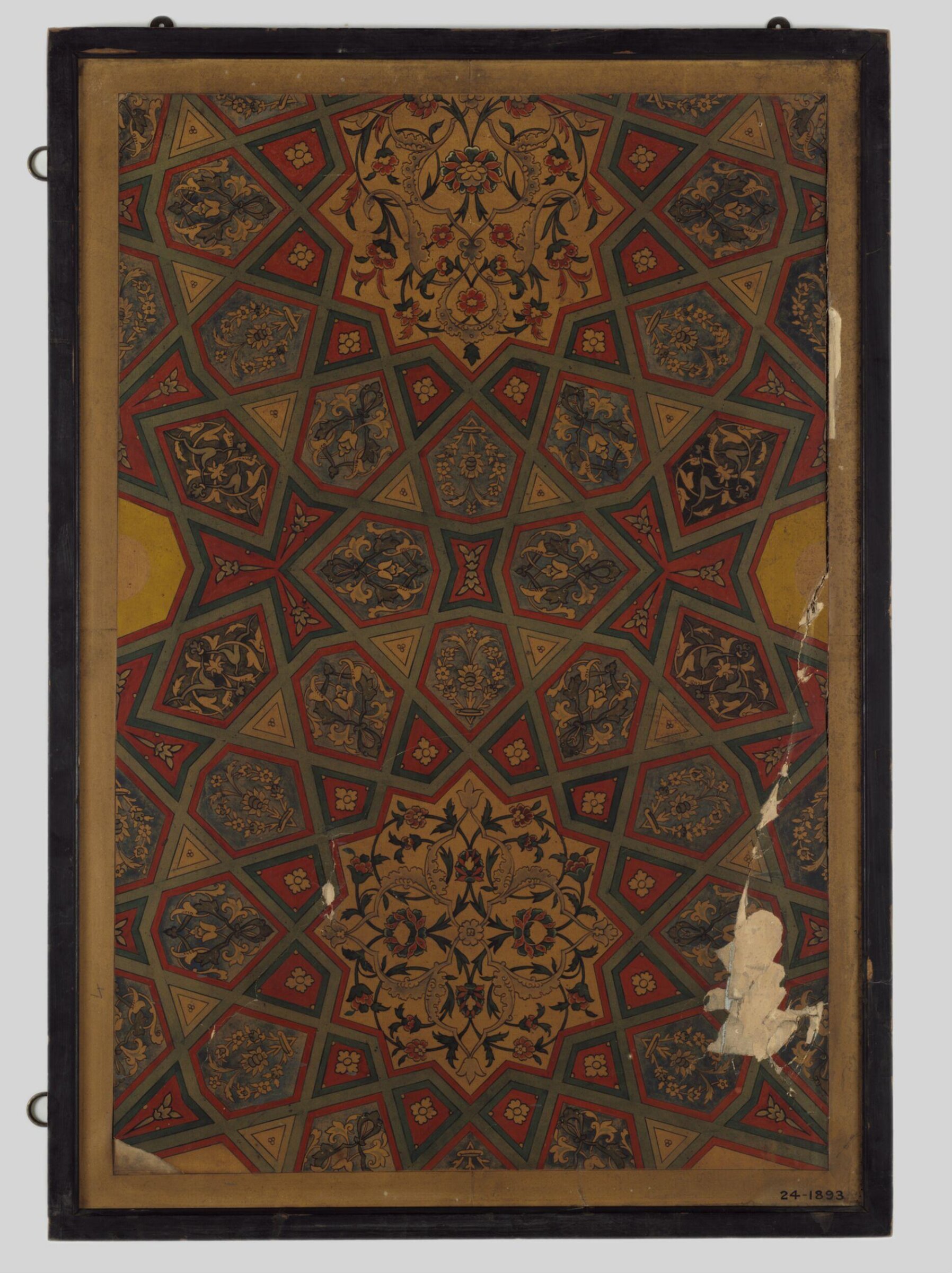 Copy of the decoration of the painted wood ceiling in the court of the Mosque of the Sultan Murad II, Léon Parvillée, 19th century