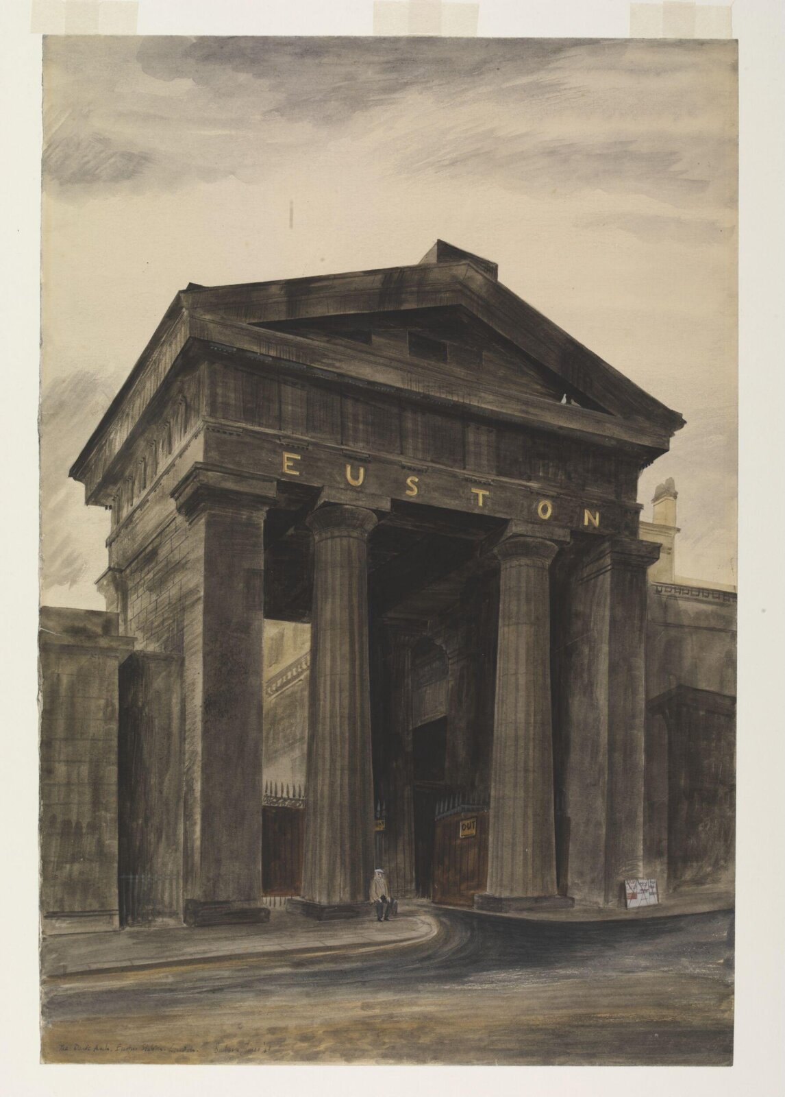 Doric arch, Euston Station, London, NW1, Barbara Jones, 1943