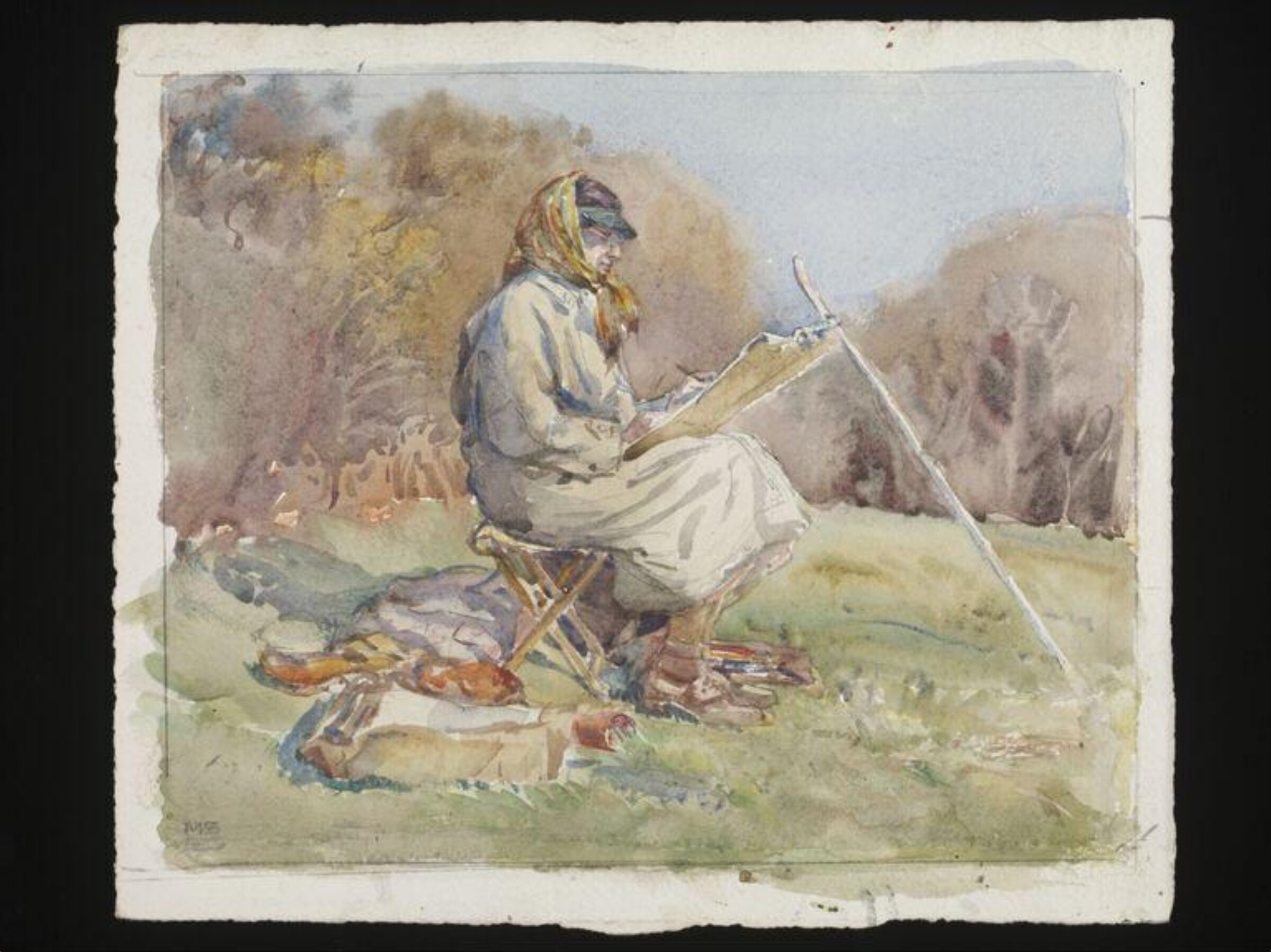 'J' painting 'Long Shadows' above Yeo Vale, Devon, November 1949, Mary Stella Edwards, 1949
