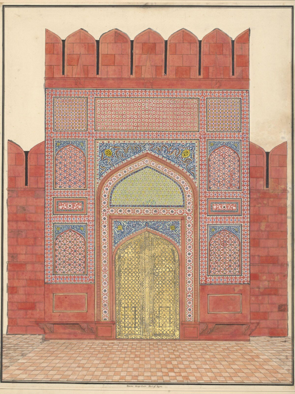 Front elevation of Amar Singh's Gate, Agra Fort., ca.1816-1822