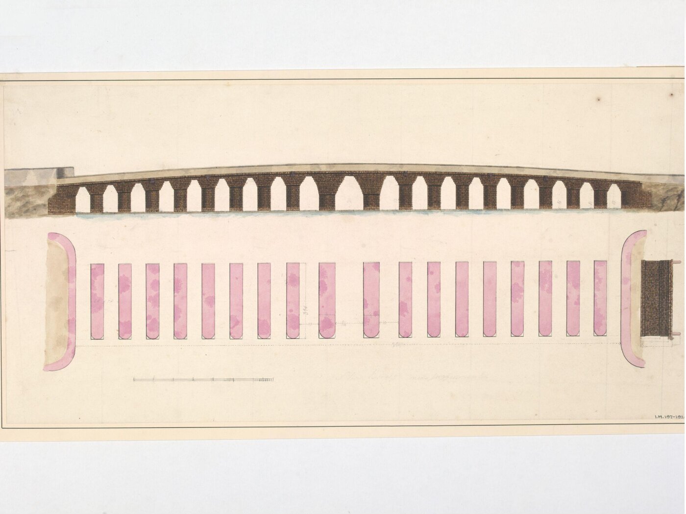 Unknown, Elevation and  plan of the  bridge to the north-west of  Puri