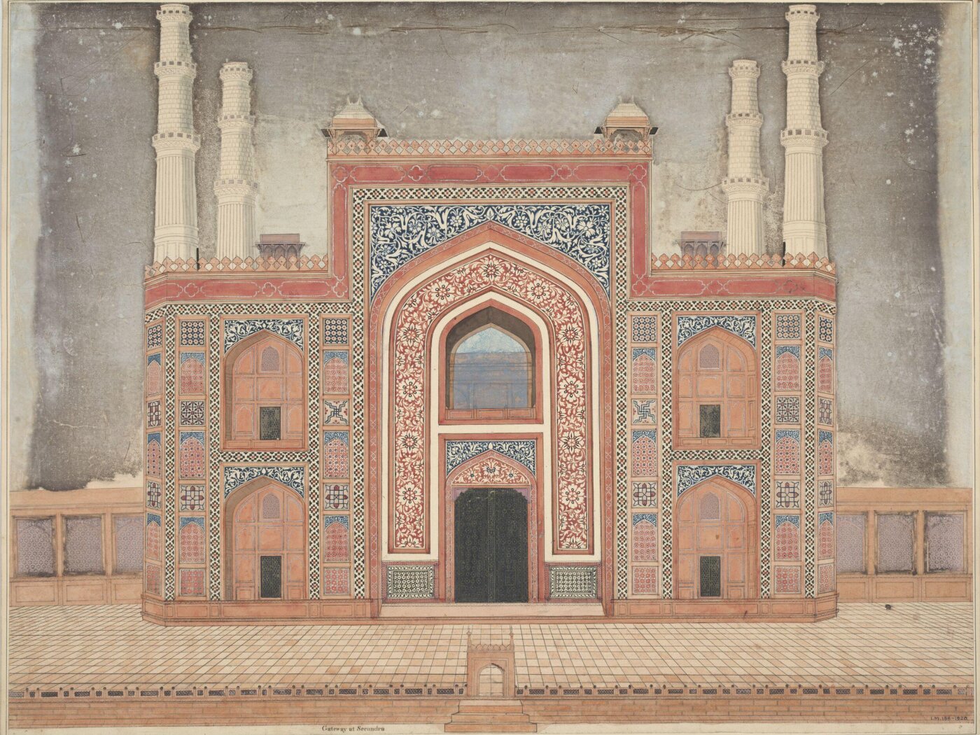 Unknown, Elevation of the entrance gateway to the garden surrounding Akbar's masoleum.