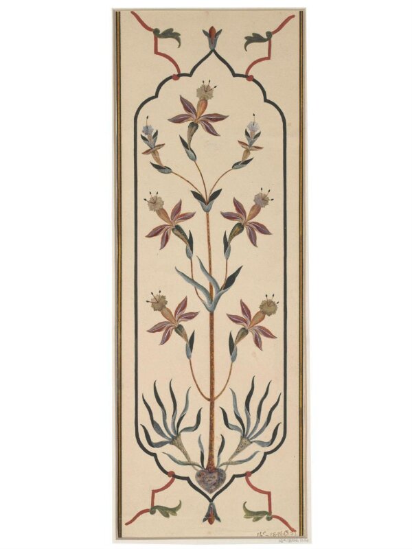Six drawings of the cenotaph of Mumtaz Mahal, Taj Mahal, Agra, and details of the pietra-dura work.