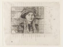 The feathered hat; Study for a portrait of the Artist's wife. thumbnail 1