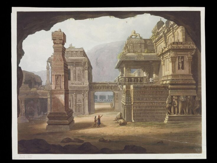 View of the excavated temple of Kailasa, Ellora, India | J. B. Hogarth ...